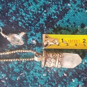 Elegant Silver and White Necklace with Crystal Pendant